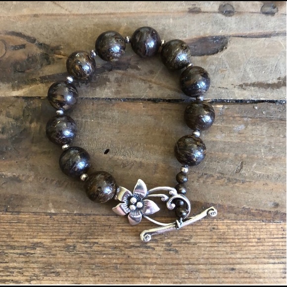 Silpada Bronzite & Silver Flower Bracelet - Picture 5 of 7